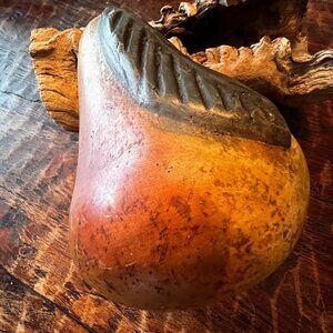 Vintage Rustic Ceramic Chalk Pear With Natural Finish